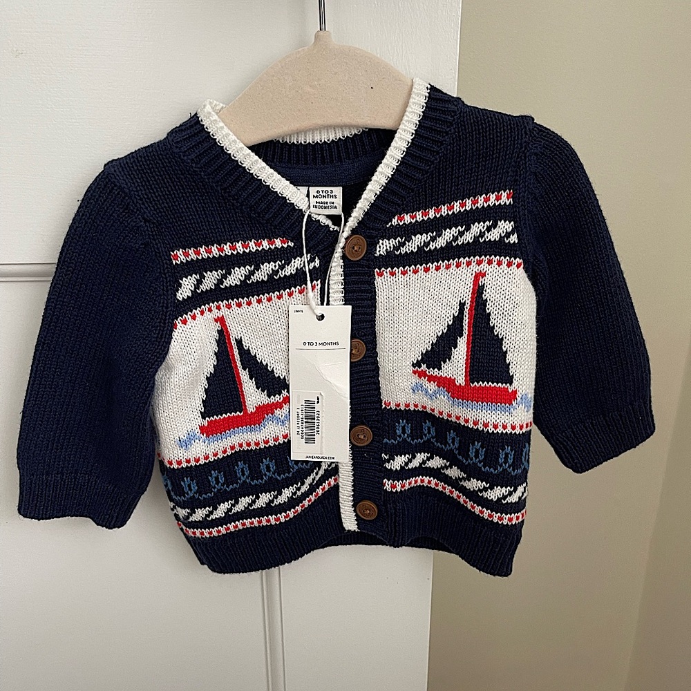 NWT Janie and Jack THE SET SAIL BABY CARDIGAN | 0-3m
